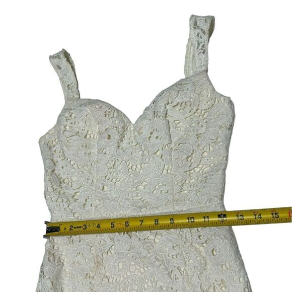 Chi Chi London White Floral Lace Sleeveless Midi Dress Sheath Dress Ruffle Hem - Picture 11 of 14